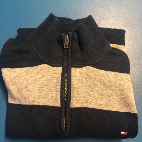 Men’s Tommy Hilfiger Striped Quarter Zip Sweater - Picture 3 of 3
